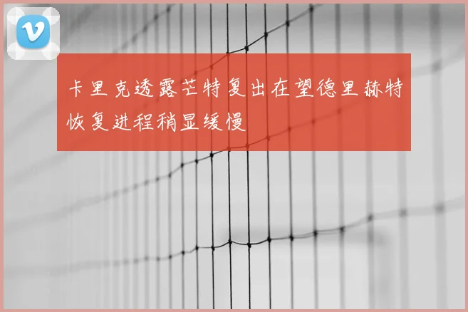卡里克透露芒特复出在望德里赫特恢复进程稍显缓慢
